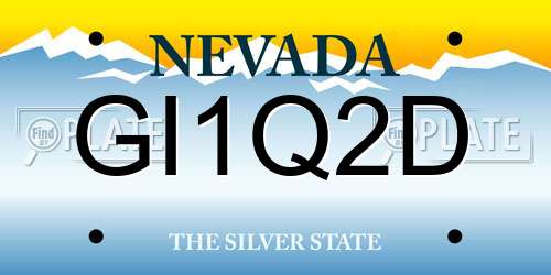 GI1Q2D Nevada License Plate