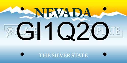 GI1Q2O Nevada License Plate