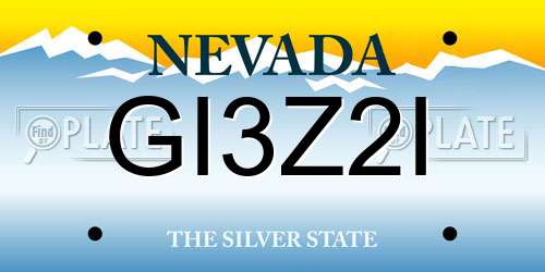 GI3Z2I Nevada License Plate