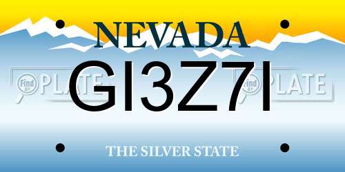 GI3Z7I Nevada License Plate