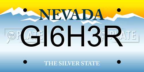 GI6H3R Nevada License Plate