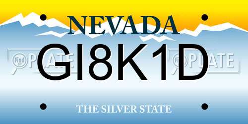 GI8K1D Nevada License Plate