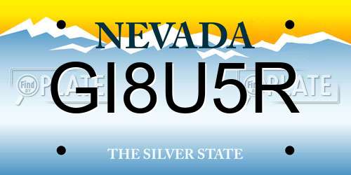 GI8U5R Nevada License Plate