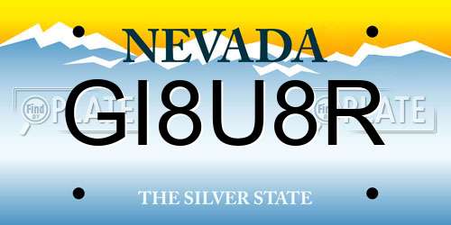 GI8U8R Nevada License Plate