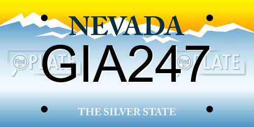 GIA247 Nevada License Plate