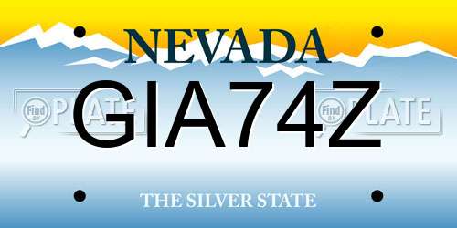 GIA74Z Nevada License Plate