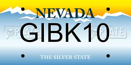 GIBK10 Nevada License Plate