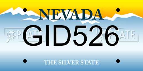 GID526 Nevada License Plate