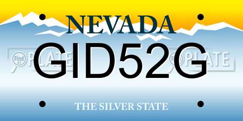 GID52G Nevada License Plate