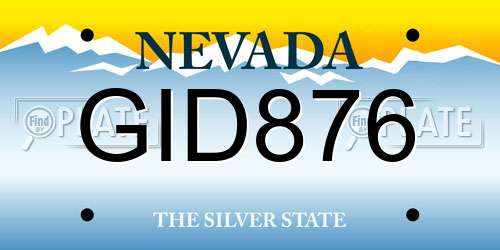 GID876 Nevada License Plate