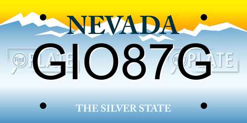 GIO87G Nevada License Plate