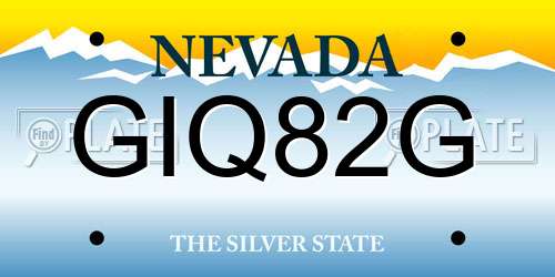 GIQ82G Nevada License Plate
