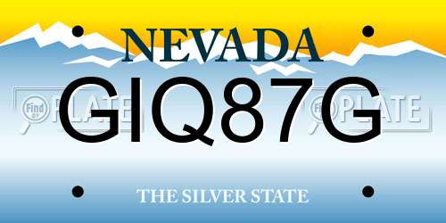 GIQ87G Nevada License Plate