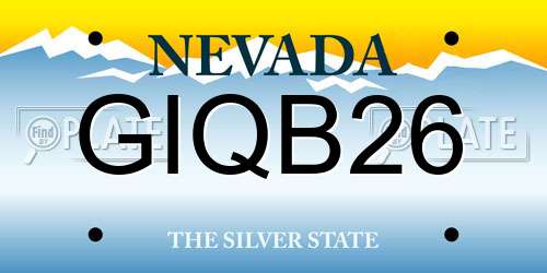GIQB26 Nevada License Plate