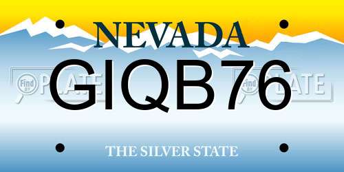 GIQB76 Nevada License Plate
