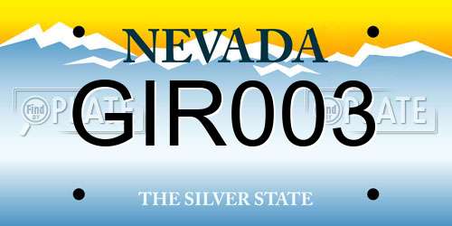 GIR003 Nevada License Plate