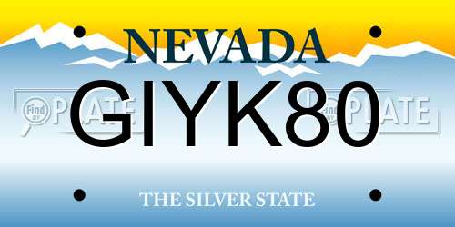 GIYK80 Nevada License Plate