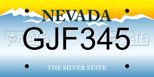 GJF345 Nevada License Plate