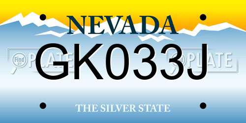 GK033J Nevada License Plate