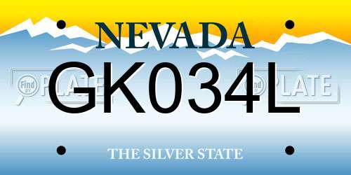 GK034L Nevada License Plate