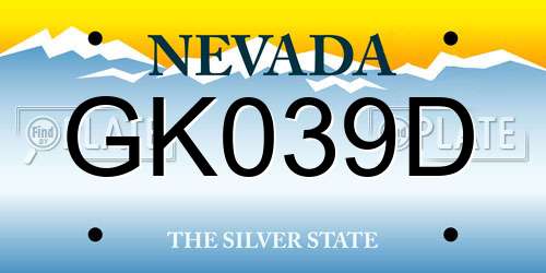 GK039D Nevada License Plate