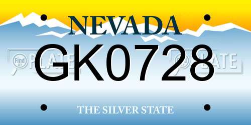 GK0728 Nevada License Plate