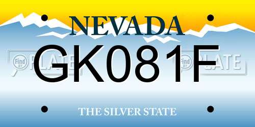 GK081F Nevada License Plate