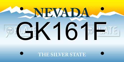GK161F Nevada License Plate