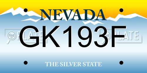 GK193F Nevada License Plate