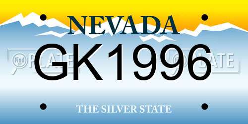 GK1996 Nevada License Plate