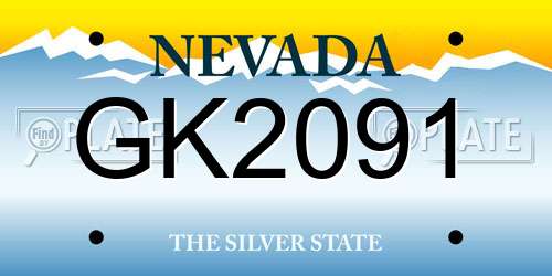 GK2091 Nevada License Plate