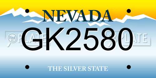 GK2580 Nevada License Plate