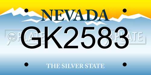 GK2583 Nevada License Plate