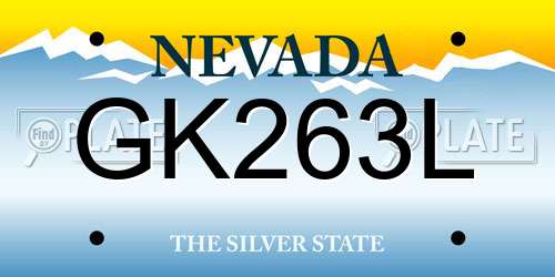 GK263L Nevada License Plate