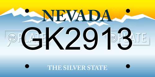 GK2913 Nevada License Plate