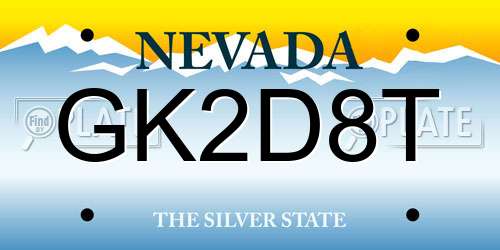GK2D8T Nevada License Plate