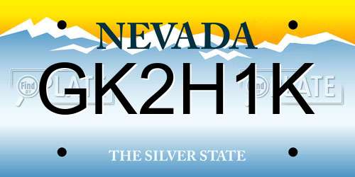 GK2H1K Nevada License Plate