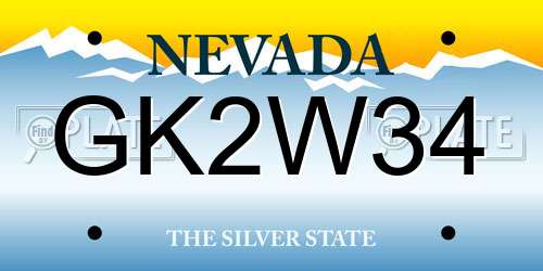 GK2W34 Nevada License Plate
