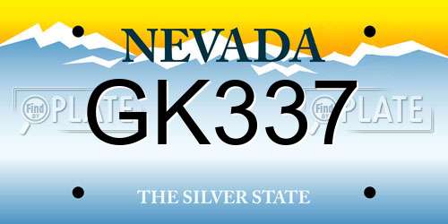 GK337 Nevada License Plate