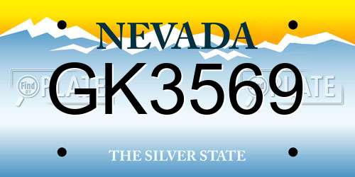 GK3569 Nevada License Plate
