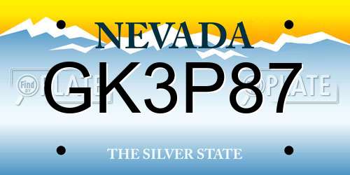 GK3P87 Nevada License Plate