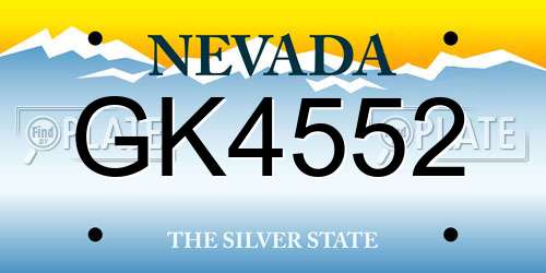 GK4552 Nevada License Plate