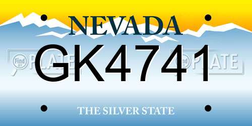 GK4741 Nevada License Plate