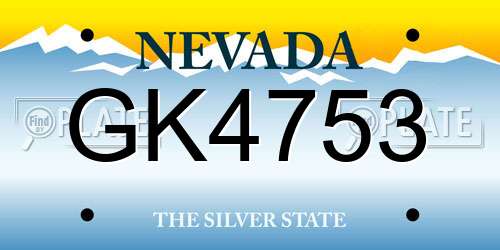 GK4753 Nevada License Plate
