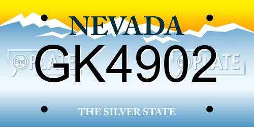GK4902 Nevada License Plate