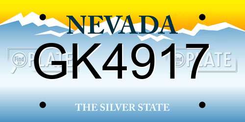 GK4917 Nevada License Plate
