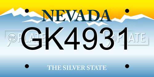 GK4931 Nevada License Plate