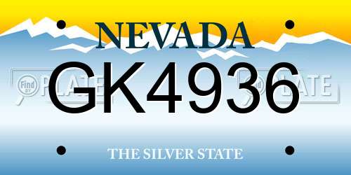 GK4936 Nevada License Plate