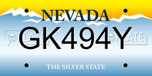 GK494Y Nevada License Plate
