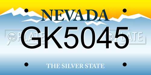 GK5045 Nevada License Plate